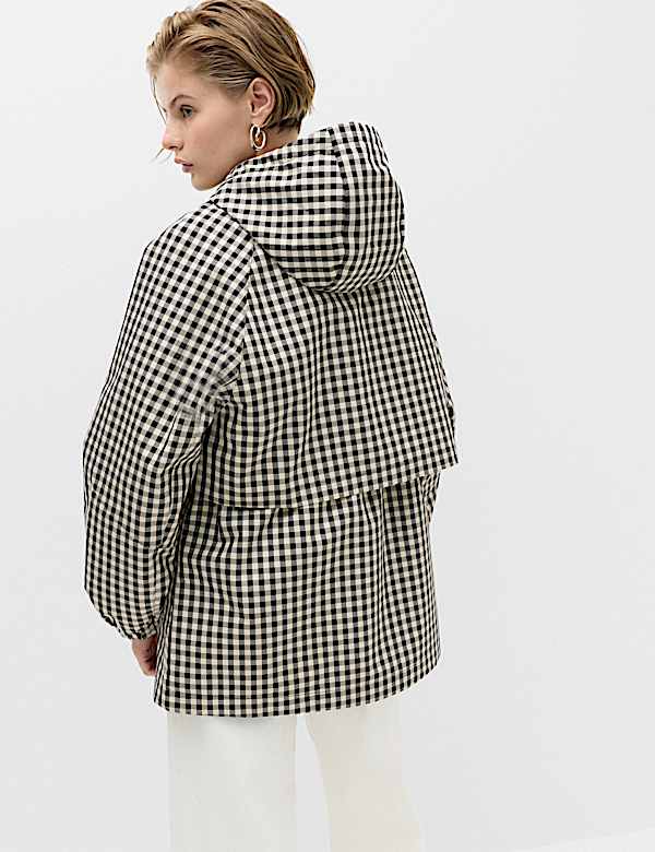 Cotton Rich Waterproof Checked Hooded Parka - US