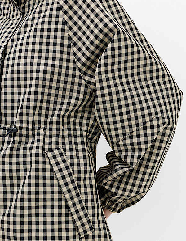 Cotton Rich Waterproof Checked Hooded Parka - US