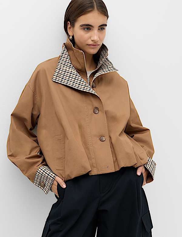 Check Contrast Bomber Jacket