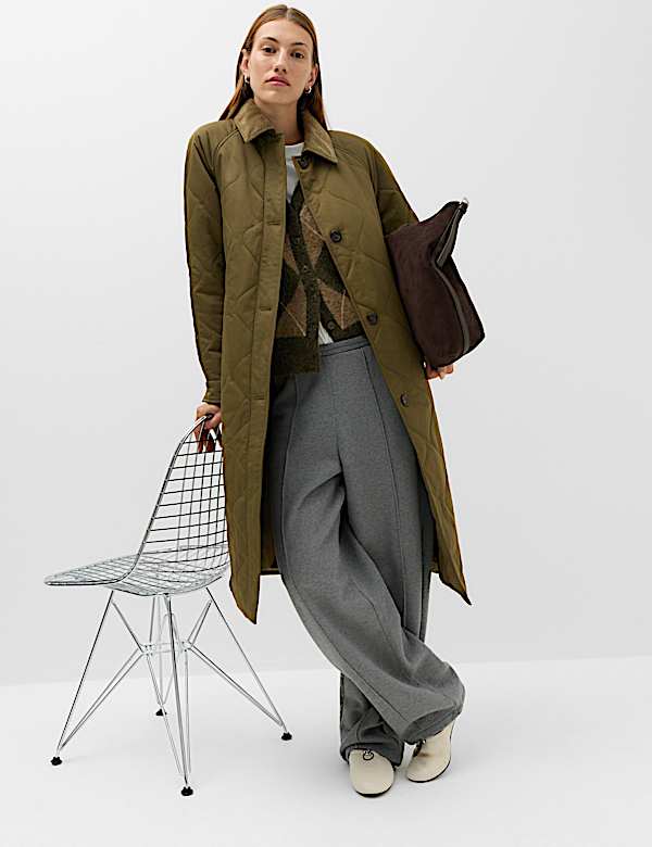 Quilted Longline Car Coat - AL