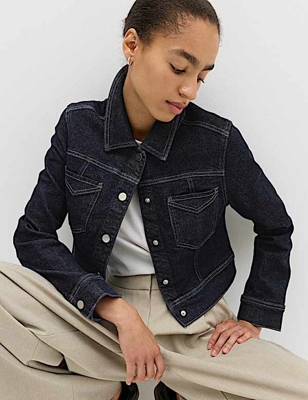 Denim Cropped Jacket - BE