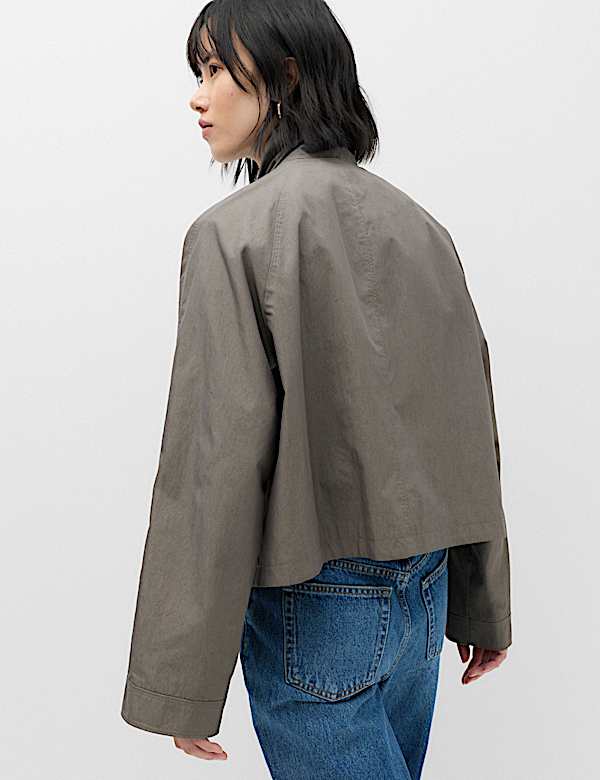 Cotton Rich Tie Neck Cropped Jacket - VN