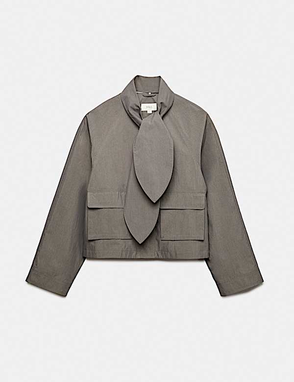 Cotton Rich Tie Neck Cropped Jacket - VN