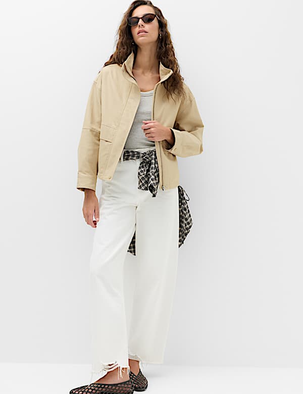 Cotton Rich Funnel Neck Parka Coat - DK