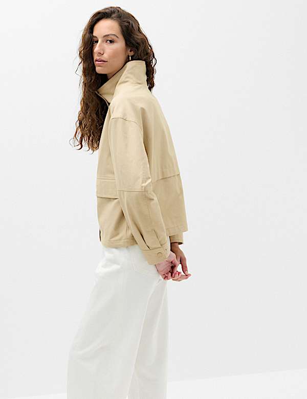 Cotton Rich Funnel Neck Parka Coat - DK