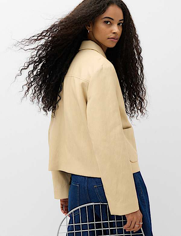 Faux Leather Padded Short Jacket - FR