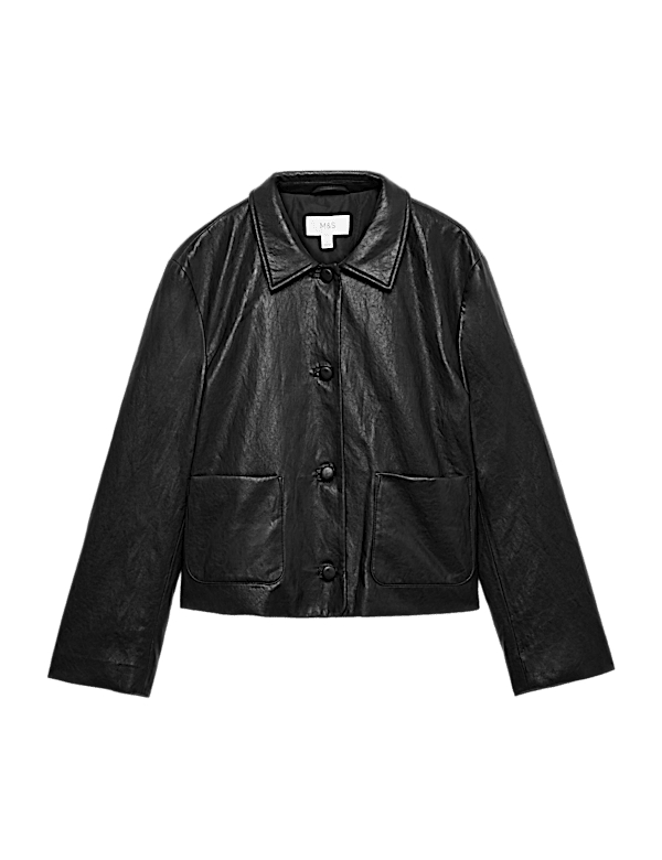 Faux Leather Padded Short Jacket