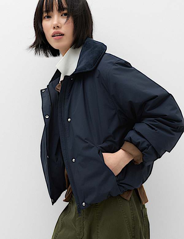 Thermowarmth&trade; Cord Collar Short Padded Jacket - ES