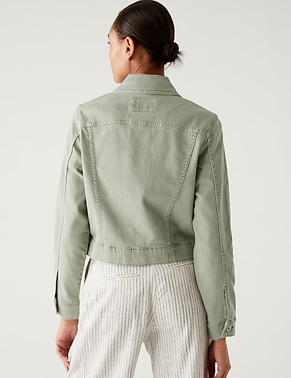 Cotton Rich Denim Collared Cropped Jacket