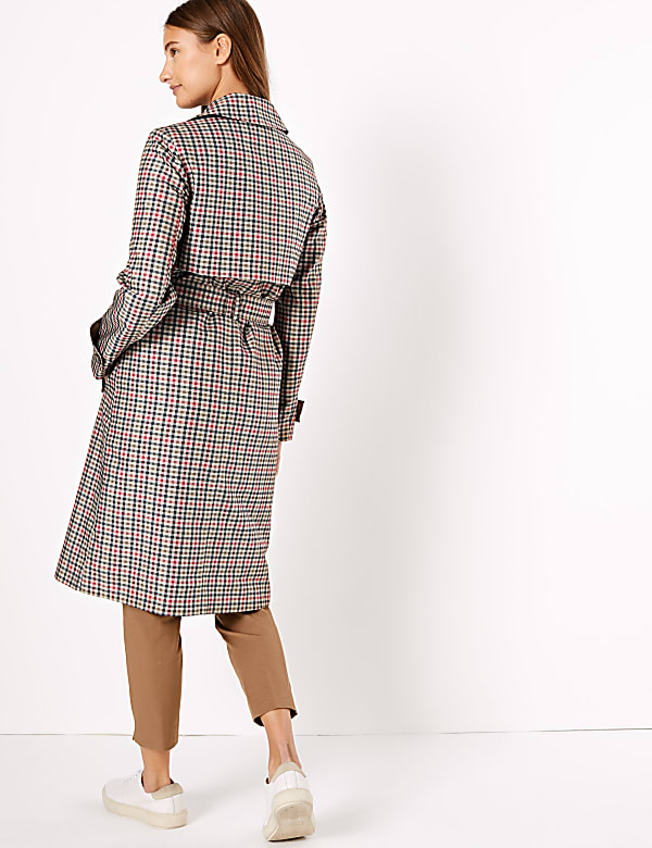 Checked Double Breasted Trench Coat