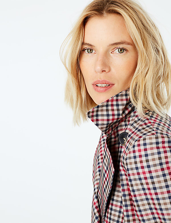 Checked Double Breasted Trench Coat