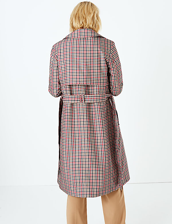 Checked Double Breasted Trench Coat
