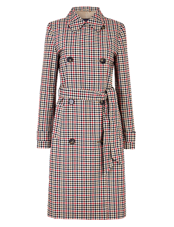 Buy Checked Double Breasted Trench Coat at Marks Spencer