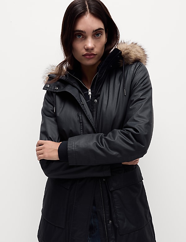 Stormwear&trade; Waxed Faux Fur Lined Hooded Parka - US