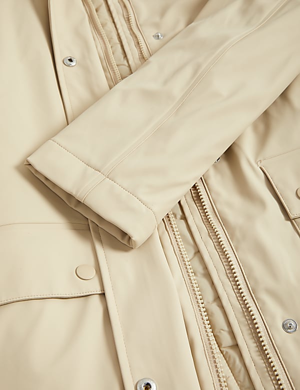 Rubber Hooded Funnel Neck Raincoat