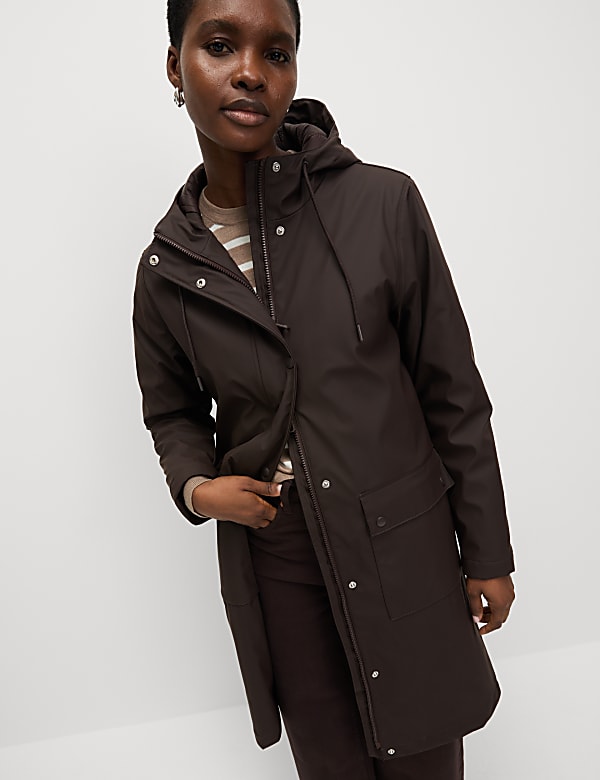 Rubber Hooded Funnel Neck Raincoat - NZ