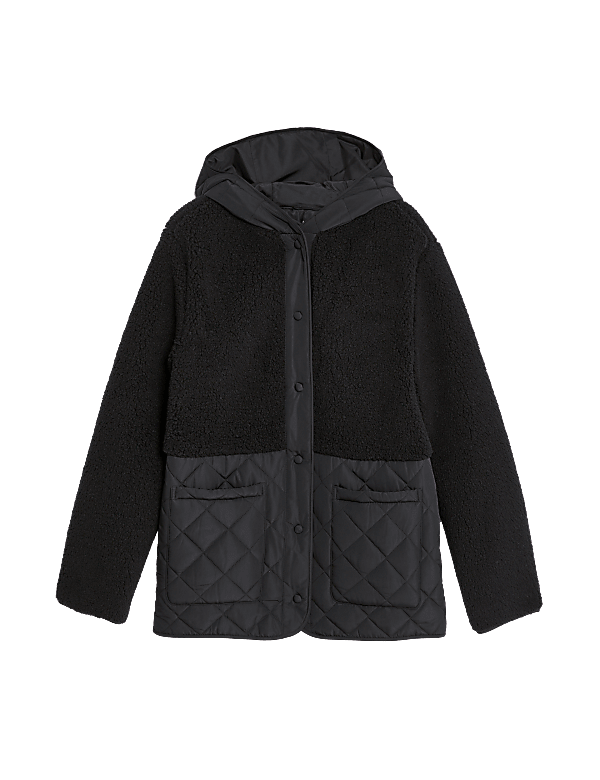 Borg Quilted Hooded Puffer Jacket