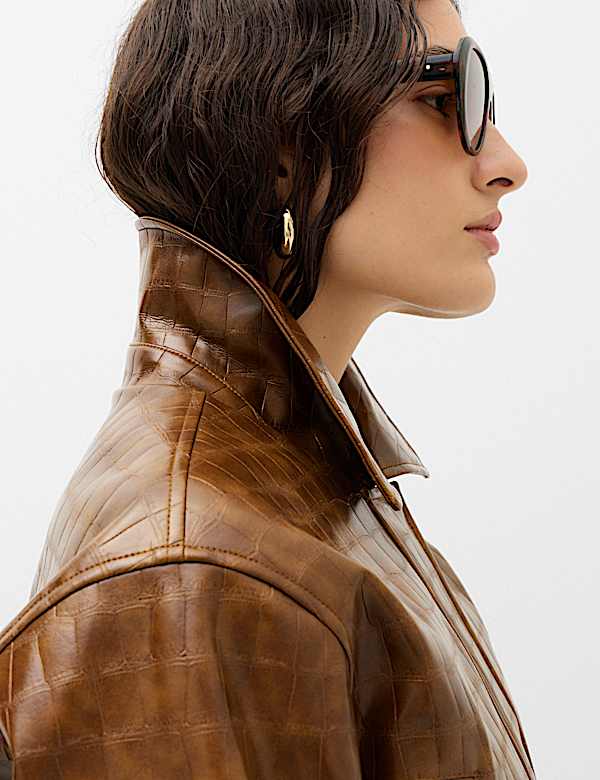 Croc Faux Leather Jacket - AU