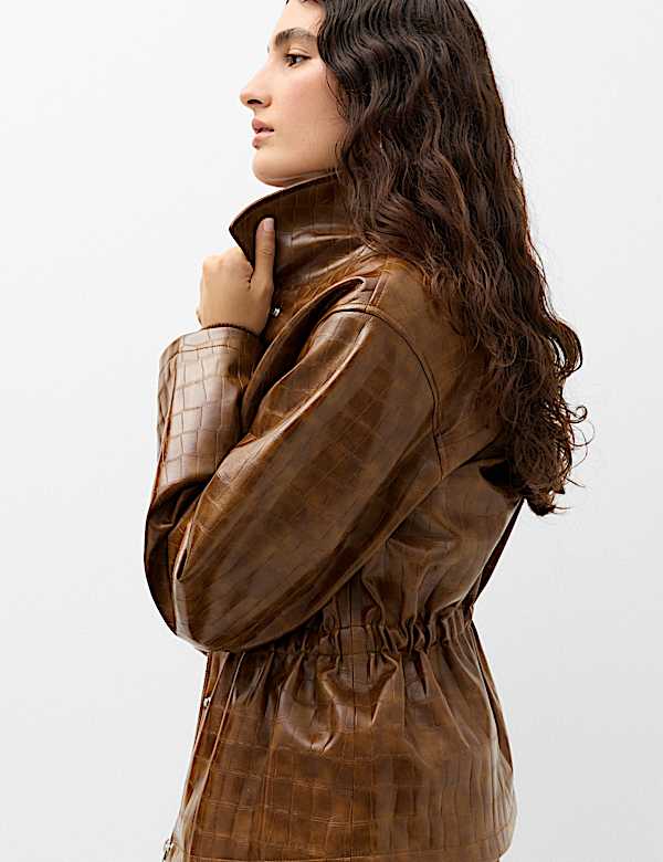 Croc Faux Leather Jacket - AU