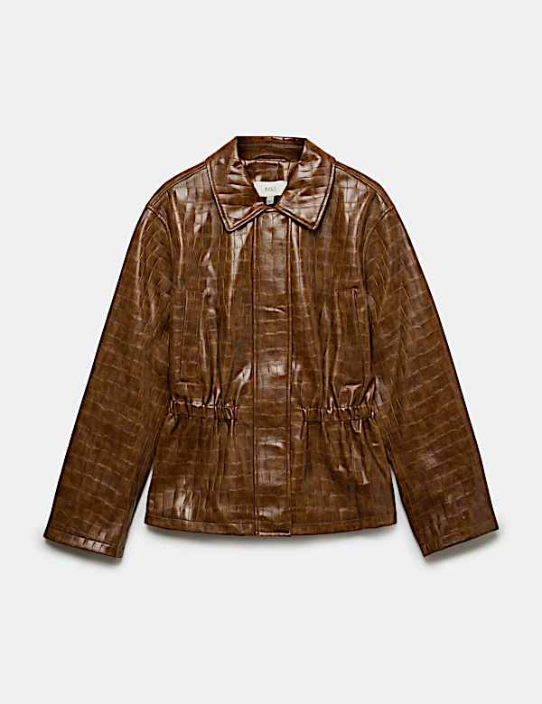 Croc Faux Leather Jacket - AU