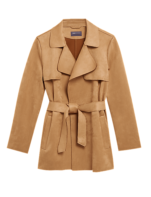 Faux Suede Belted Shacket
