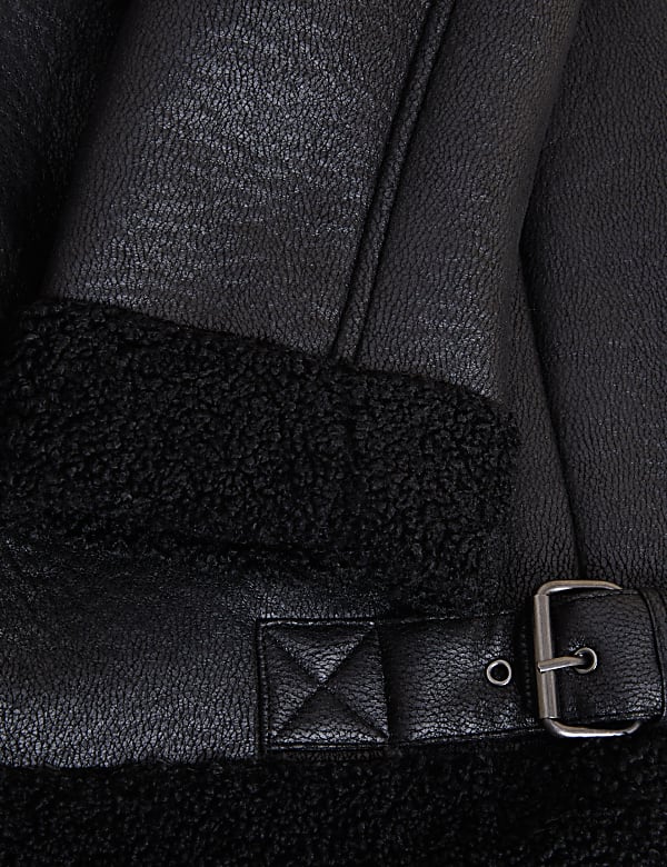 Faux Shearling Hooded Aviator Jacket
