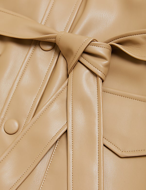 Faux Leather Belted Shacket