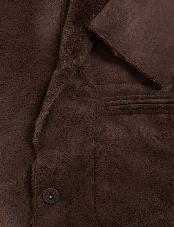 Faux Shearling Hooded Reversible Coat