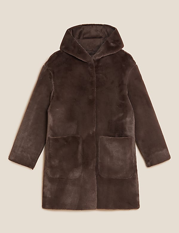 Faux Shearling Hooded Reversible Coat