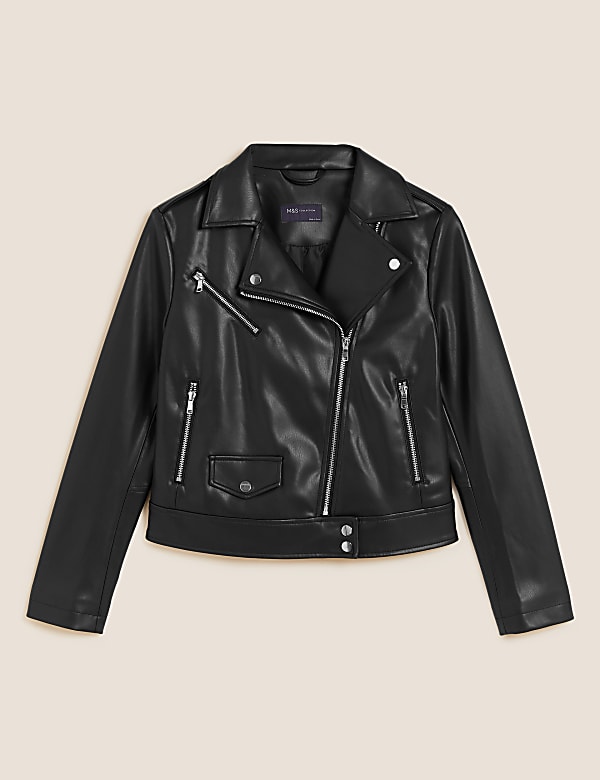Marks and spencer leather biker jacket online