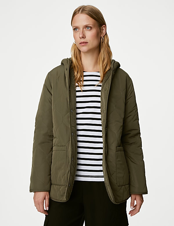 Textured Quilted Reversible Puffer Jacket