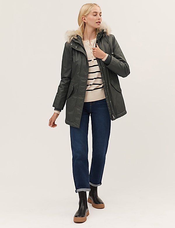 Waxed Stormwear™ Faux Fur Lined Parka Coat