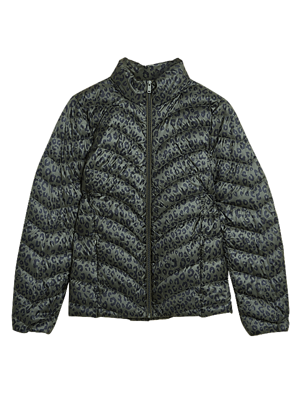 Feather & Down Animal Print Puffer Jacket