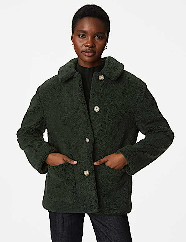 Teddy Textured Collared Jacket