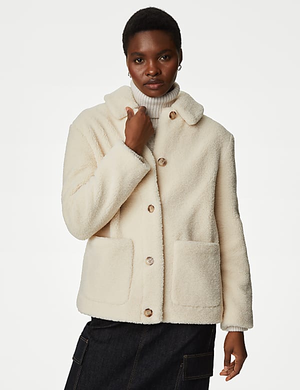 Teddy Textured Collared Jacket