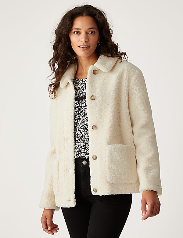 Teddy Textured Collared Jacket