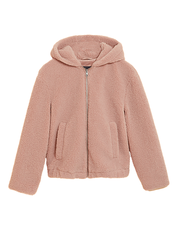 Teddy Textured Hooded Bomber Jacket