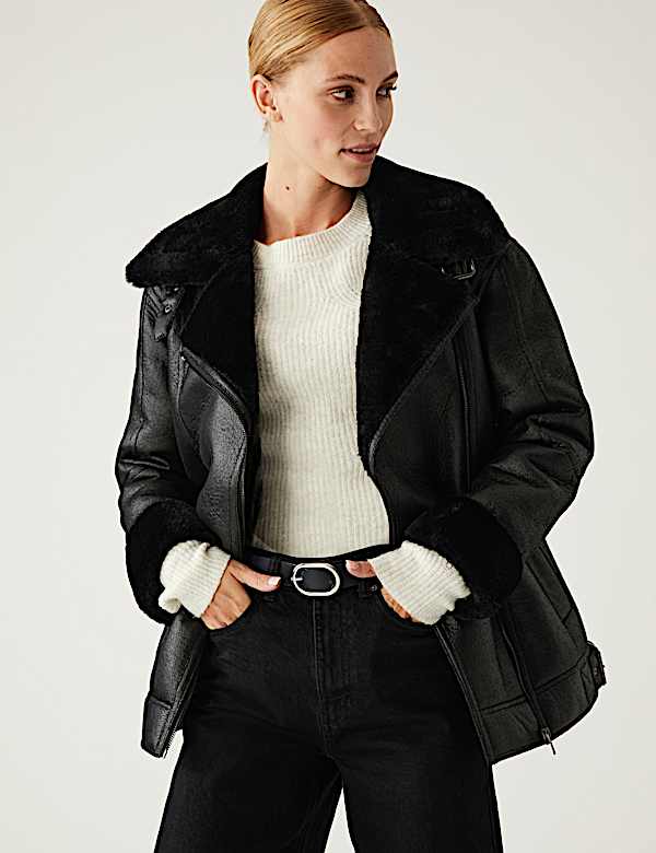 Faux Shearling Aviator Jacket