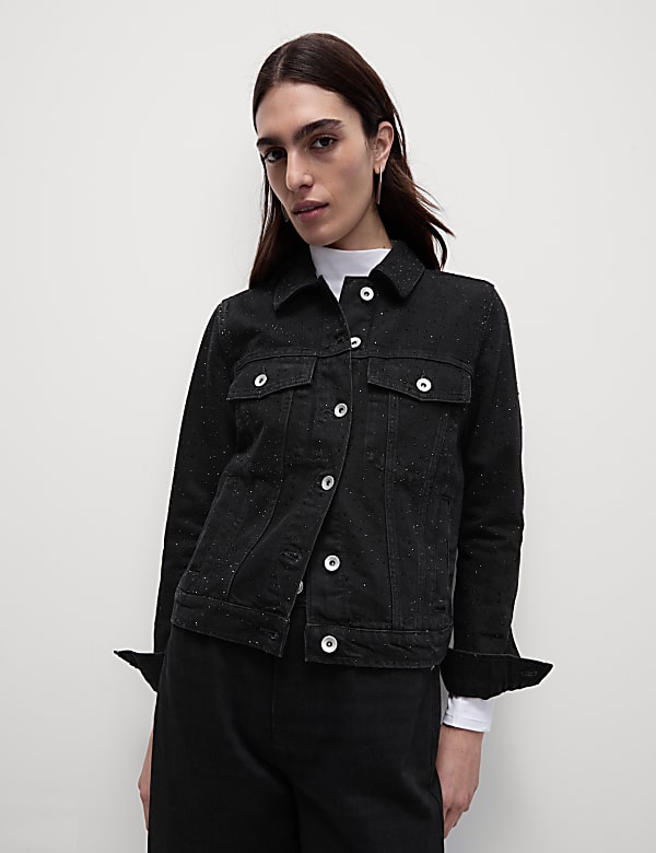 Denim Diamante Trucker Jacket