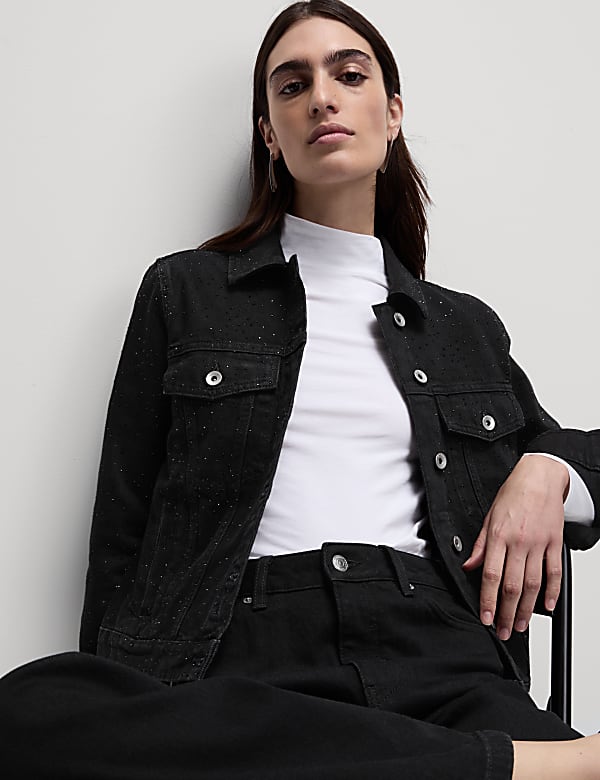 Denim Diamante Trucker Jacket
