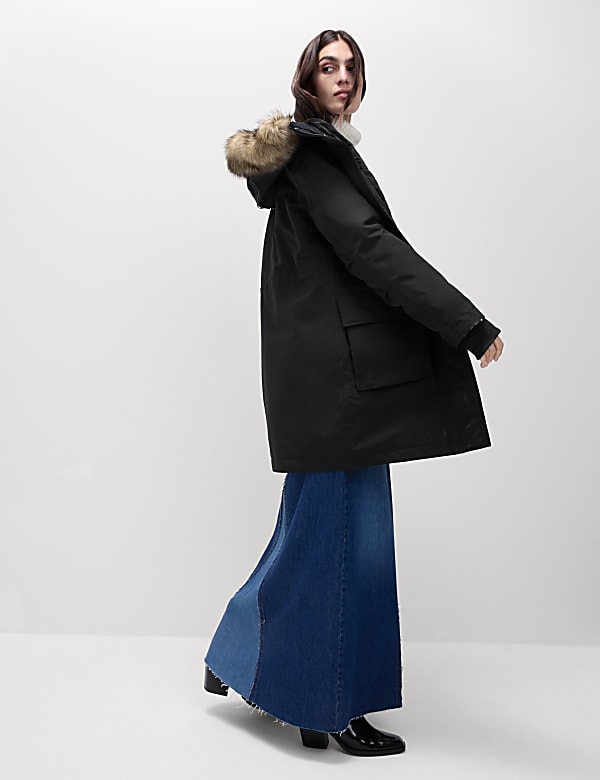 Fur lined storm coat deals