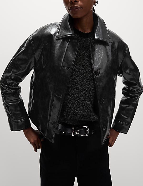 Faux Leather High Shine Jacket - MX