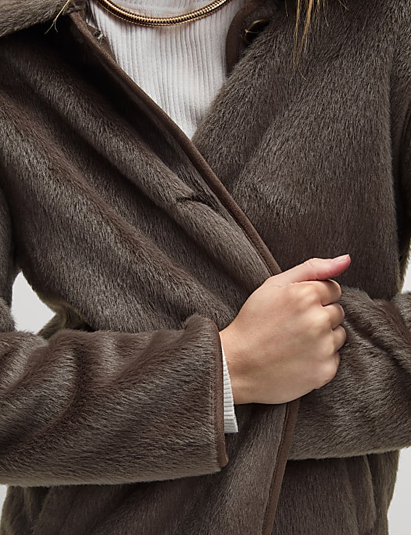 Faux Fur Longline Coat