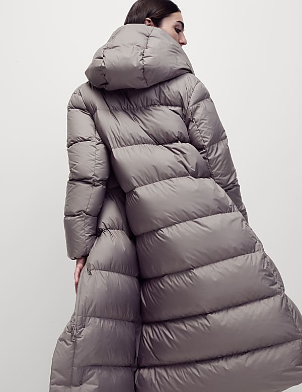 Feather And Down Longline Puffer Coat DARK CHOCOLATE Coats M S PL