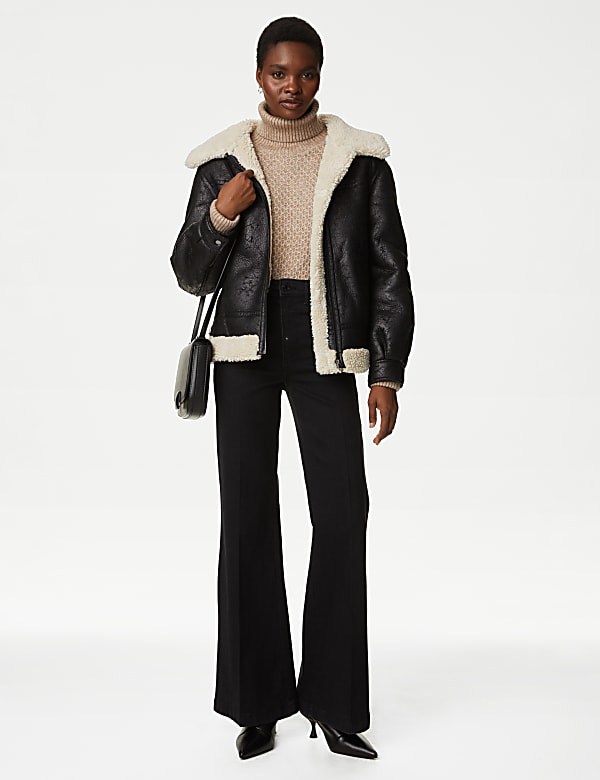 Faux Shearling Aviator Jacket - FR