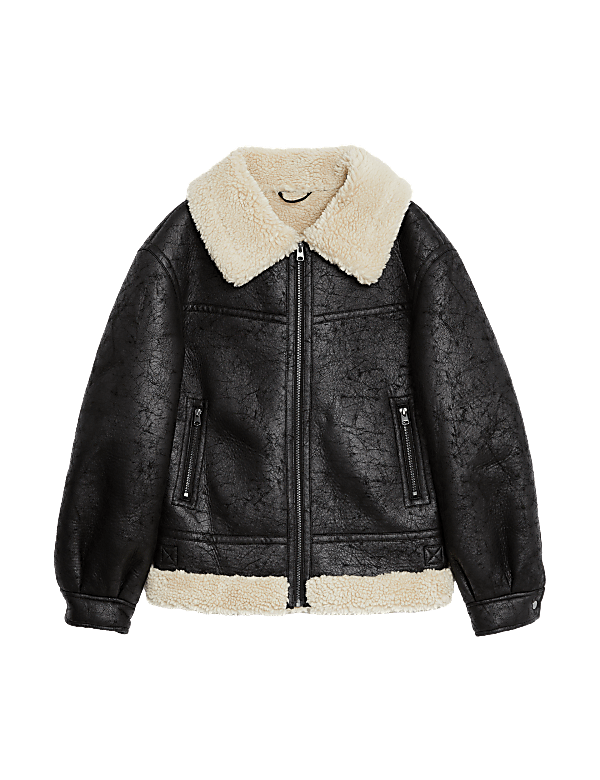 Faux Shearling Aviator Jacket