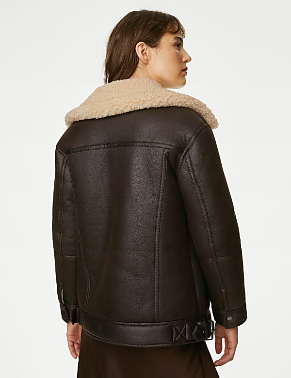 Faux Shearling Borg Lined Aviator Jacket