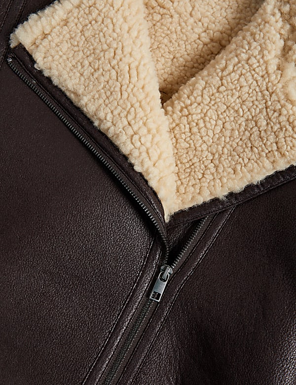 Faux Shearling Borg Lined Aviator Jacket