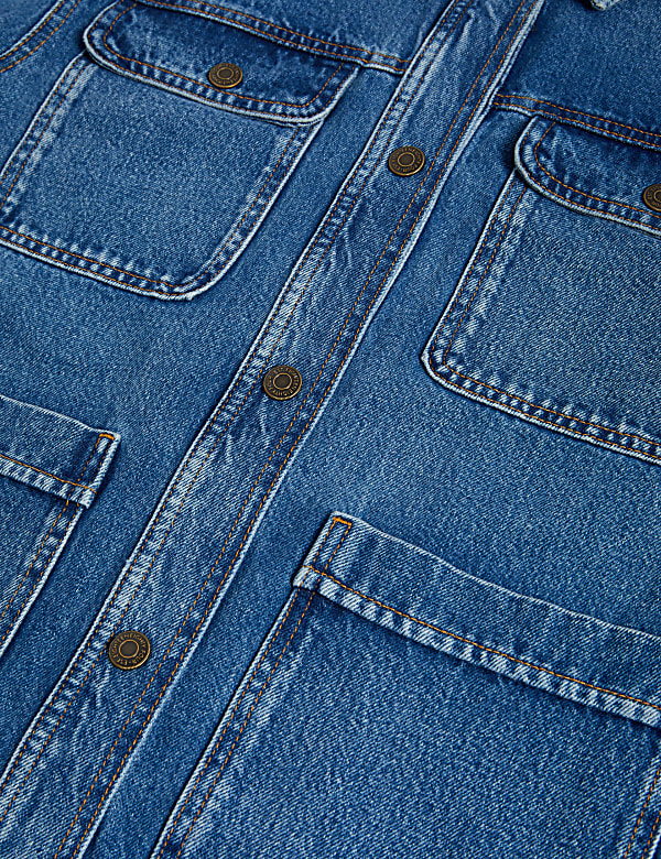 Pure Cotton Denim Relaxed Utility Jacket