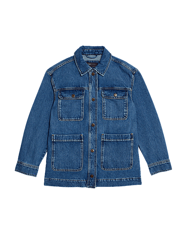 Pure Cotton Denim Relaxed Utility Jacket
